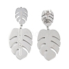 Monstera Leaf 304 Stainless Steel Dangle Earrings EJEW-L283-104P-2