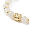 Natural White Moonstone & Alloy Buddha Head Beaded Stretch Bracelet BJEW-JB08913-01-2