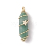 Natural Green Aventurine Copper Wire Wrapped Pointed Pendants PALLOY-JF02535-05-3