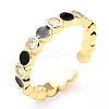 Adjustable Real 18K Gold Plated Brass Enamel Finger Rings RJEW-L071-22G-3