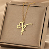 304 Stainless Steel Heart Initial Pendant Necklaces for Women Men FS-WG51A4F-24-1