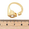 Rhombu Brass Clear Cubic Zirconia Open Cuff Rings for Women RJEW-G343-09G-5