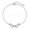 Heart with Wing 925 Sterling Silver Micro Pave Cubic Zirconia Link Bracelets BJEW-C062-04-1