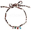 Alloy with Colorful Glass Pendant Polyester Collar Knot Tie Necklaces for Women NJEW-SP0001-17B-1