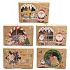 12 pcs 4 Styles Christmas Theme Kraft Paper Gingerbread Candy Boxes with PET Window ST-CJ0010-15-8