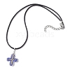 Glass Seed Cross Pendant Necklaces NJEW-MZ00025-03-4