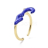 Brass Enamel Cuff Rings RJEW-P023-24G-2