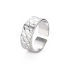 Non-Tarnish 304 Stainless Steel Grooved Wide Band Open Cuff Ring for Women RJEW-N038-046P-3