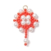 Handmade Glass Seed Beaded Flower Pendants PALLOY-MZ00498-02-1