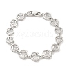 Clear Cubic Zirconia Flat Round Link Chain Bracelet BJEW-M296-06P-3