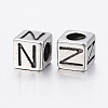 304 Stainless Steel Large Hole Letter European Beads LS-STAS-H428-01AS-N-2