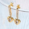 304 Stainless Steel Rhinestone Heart Dangle Stud Earrings EJEW-Q386-03G-3