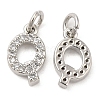 Brass Micro Pave Grade AAA Cubic Zirconia Charms ZIRC-P067-11P-Q-NR-2