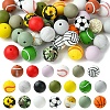 20 Styles Round Silicone Focal Beads SIL-YW0001-31-1