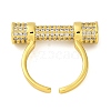 Rack Plating Brass Micro Pave Cubic Zirconia Cuff Rings for Women KK-M021-02G-01-3