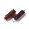 Natural Tiger Eye Double Terminated Pointed Pendants G-G926-01P-15-3