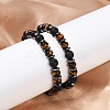 Tiger Eye with Hematite Partition and Lava Beaded Stretch Bracelets for Women Men BJEW-Q031-02A-1