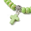 Synthetic Imperial Jasper Beads & Turquoise Cross Stretch Bracelets for Women Men BJEW-JB11382-03-3