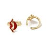 Rack Plating Brass Enamel Lip Cuff Earrings for Women EJEW-C097-22G-3