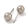 304 Stainless Steel with 201 Stainless Steel Smooth Round Ball Stud Earring Findings STAS-O004-08E-P-2