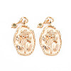 Brass Olivine Rhinestone Pendants KK-S364-220-1