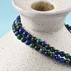 Natural Chrysocolla and Lapis Lazuli Round Bead Stretch Bracelets X-BJEW-L594-B04-2