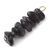 Gradient Color Natural Smoky Quartz & Natural Obsidian & Natural Labradorite Chip Beaded Pendants PALLOY-JF02795-07-4