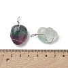 Natural Fluorite Copper Wire Wrapped Pendants G-C110-06E-P-3