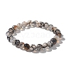 Natural Dragon Veins Agate Beaded Stretch Bracelets BJEW-Q692-02C-5