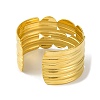 Ion Plating(IP) Grooved Wide 304 Stainless Steel Cuff Bangles for Women BJEW-B104-22G-3