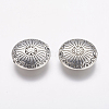 Tibetan Style Alloy Flat Round Carved Wheel Beads TIBEB-5720-AS-LF-2