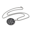 201 Stainless Steel Black Enamel Flat Round Sigil Pendant Necklaces LS-NJEW-H065-03P-2
