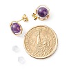 Natural Amethyst Round Beads Stud Earrings for Girl Women X-EJEW-JE04666-02-4