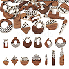 26Pcs 13 Styles Printed Opaque Resin & Walnut Wood Pendants RESI-TA0001-89-1