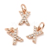 Brass Micro Pave Grade AAA Cubic Zirconia Charms ZIRC-P067-11RG-X-NR-1