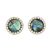 Paua Shell & Brass Stud Earrings for Women EJEW-JE07472-01-3