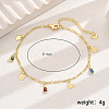 Fashionable Brass with Colorful Cubic Zirconia Charm Anklets for Beach Vacation DW9397-1