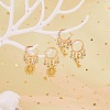 Word Love Brass Dangle Huggie Hoop Earrings EJEW-SW00001-03-5