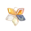 9Pcs 3 Colors Electroplate Rhombus Glass Pendants PALLOY-JF04507-3