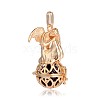 Golden Plated Brass Hollow Round Cage Pendants KK-J249-04G-2