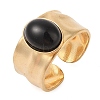 Oval Natural Black Agate Finger Rings RJEW-Z057-12G-05-1