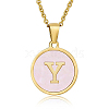 Natural Shell Initial Letter Pendant Necklace LE4192-24-1