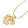 Brass Pave Clear Cubic Zirconia Heart Pendant Necklaces for Women NJEW-K381-06A-G-1