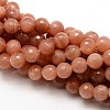 Grade AAA Natural Gemstone Sunstone Faceted Round Beads Strands G-E251-35-6mm-1