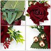 CRASPIRE daSilk 2Pcs Rose Flower Silk Brooch with Plastic AJEW-CP0001-64-4