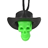 Halloween Skull Plastic Pendant Necklaces NJEW-S006-01D-2