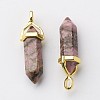 Natural Rhodonite Double Terminated Pointed Pendants G-G902-B18-3