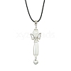 Acrylic Imitation Pearl & Glass Alloy Wing Angel Pendant Necklaces NJEW-MZ00052-1