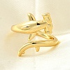 Whale Brass Cuff Rings for Women RJEW-Z085-01G-01-1