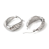 Non-Tarnish 304 Stainless Steel Grooved Oval Hoop Earrings EJEW-K244-40P-2